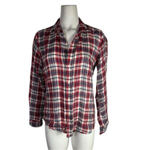 Frank & Eileen The Barry Italian Linen Tailored Button Up Plaid Shirt Medium
